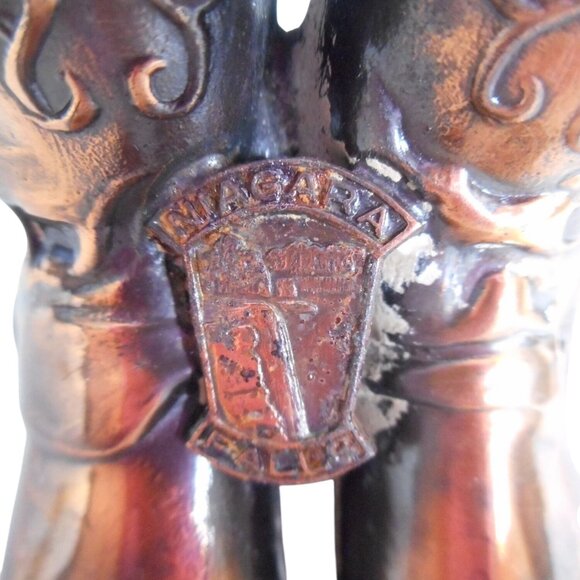 Vtg Metal Copper color Cowboy boots Figurine shelf sitter Niagra Falls Souvenir - Picture 2 of 7